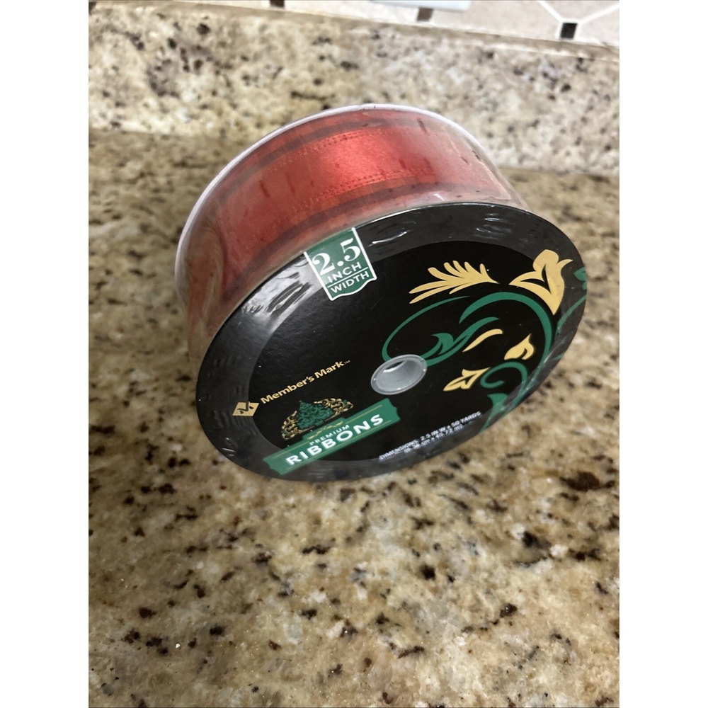 MEMBER'S MARK 2.5" WIDE 50 YARDS WIRED RED RIBBON